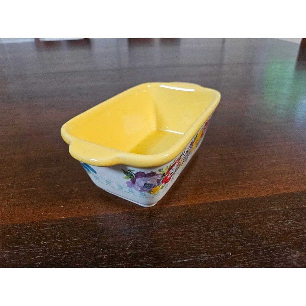 The Pioneer Woman Mini Loaf Pan Yellow Floral Breezy Blossom Stoneware
